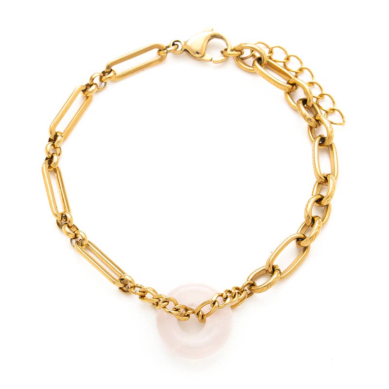 💫 Bracelet doré & pierre naturelle – Harmonie et douceur - 17,5cm + 2,5cm