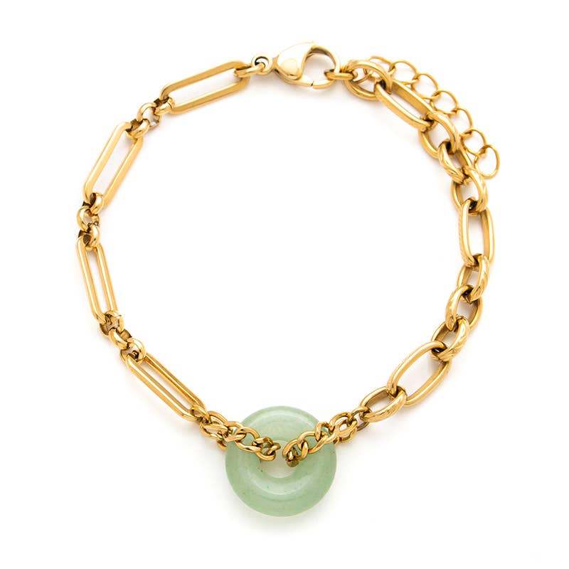 💫 Bracelet doré & pierre naturelle – Harmonie et douceur - 17,5cm + 2,5cm